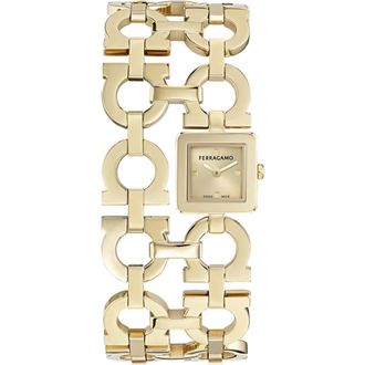 Ferragamo Double Gancini Catwalk Double Bracelet Watch, 19mm x 19mm in Yellow Gold at Nordstrom