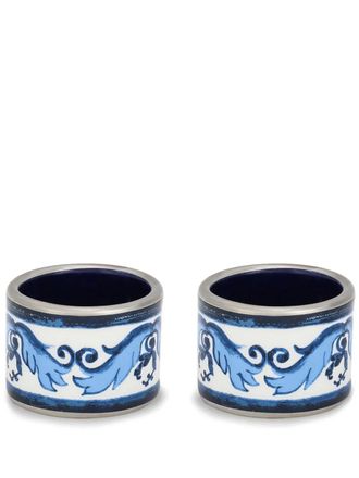 Dolce & Gabbana medium ceramic napkin rings (set of two) - Blue