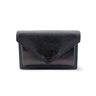 Prada Saffiano Soft Calf Envelope Clutch Black