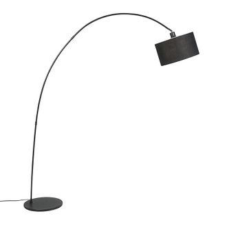 QAZQA Qazqa L&aacute;mpara De Pie Moderna De Arco Negro Con Wifi G95 - Vinossa