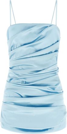 Dolce & Gabbana Light Blue Square Neck Satin Dress