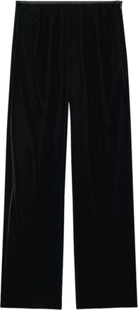 Emporio Armani Velvet Palazzo Broeken - Dames - Wijde Broeken - Blauw - M - Satijn - Broeken