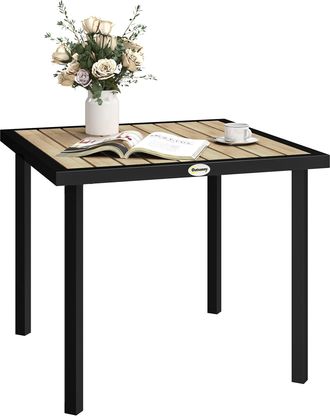 OUTSUNNY Garden Table for 4 Person with 5.4cm Parasol Hole - Brown | TJ Hughes