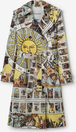 Burberry Long Tarot Print Silk Foxfield Trench Coat