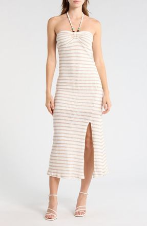 Madden Girl Knit Maxi Halter Dress in Cream Taupe at Nordstrom Rack, Size X-Large