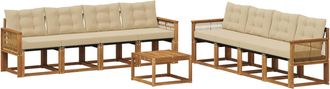 vidaXL Conjunto De Sof&aacute;s De Exterior 9 Uds. Natural Y Beige Vidaxl