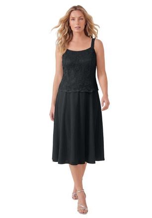 Roaman's Glitter & Lace Jacket Dress Set in Black at Nordstrom, Size 32