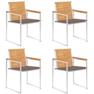 vidaXL Vidaxl - Sillas De Jard&iacute;n 4 Unidades Con Cojines Madera Maciza Teca