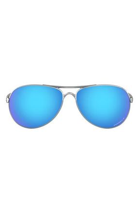 Oakley 59mm Polarized Aviator Sunglasses in Silver/Blue Gradient at Nordstrom