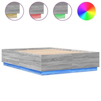 Berkfield Home Bed Frame with LED without Mattress Grey Sonoma 140x200 cm