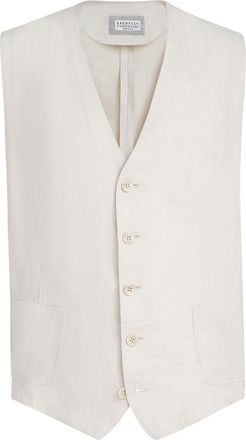 Brunello Cucinelli Linen waistcoat in Shell at Nordstrom, Size 46 It