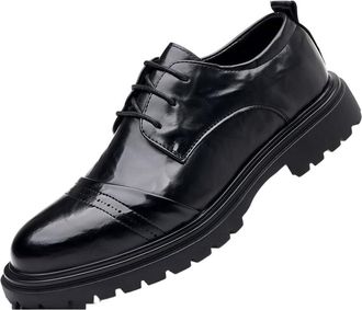 Generic Mens Patent Leather Dress Shoes Business Casual Office Commuting Oxfords Fashion Trendy Versatile Shiny Formal Footwear for Work and Professional Wear