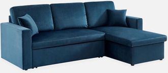 Sweeek Sweeek - Sof&aacute; Cama Esquinero Reversible De 3 Plazas, Ida Terciopelo, Verde Ingles, 219x147x68 Cm