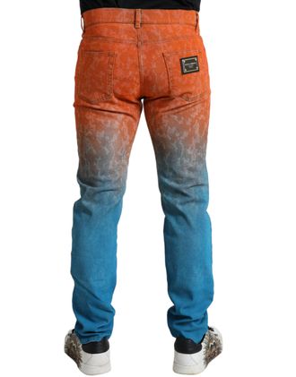 Dolce & Gabbana Mens Multicolor Ombre Cotton Slim Fit Denim Jeans Elastane Clothing