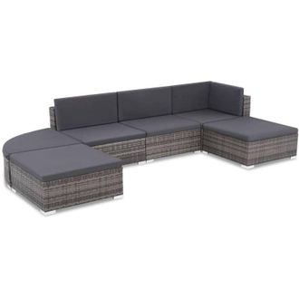 vidaXL Vidaxl - Conjunto De Jard&iacute;n De 6 Piezas Con Cojines De Rat&aacute;n Sint&eacute;tico Gris