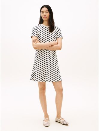 Tommy Hilfiger Womens Chevron Stripe Interlock Dress - White - XXL