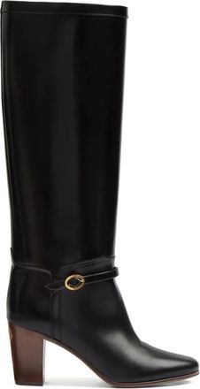 Valentino Garavani 75mm Pattie leather boots - women - Calf Leather/Calf Leather/Goat Skin/Calf Leather/Metal - 37.5 - Black