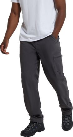 Mountain Warehouse Trek Stretch Trouser - Lightweight, Durable, 4 Way Stretch, Pockets, Thermal Lined Bottoms - for Travelling, Walking & Camping Dark Grey (Regular Leng