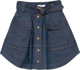 Zimmermann Cargo Geknoopte Flare Rok - Dames - Spijkerrokken - Blauw - XS - Katoen - Rokken
