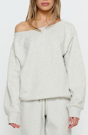 Princess Polly Wellness One-Shoulder Sweatshirt in Grey Marle at Nordstrom, Size 10