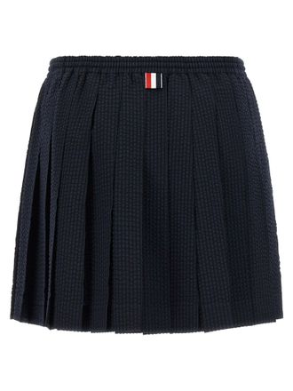Thom Browne Striped Wool Seersucker Skirt - Navy