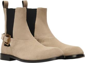 Balmain Anthem Chelsea boots in suede leather in Beige at Nordstrom, Size 40