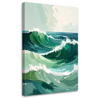 Feeby Impresi&oacute;n De Imagen, Olas Del Mar Paisaje En Tonos Pastel Verdes, 80x120
