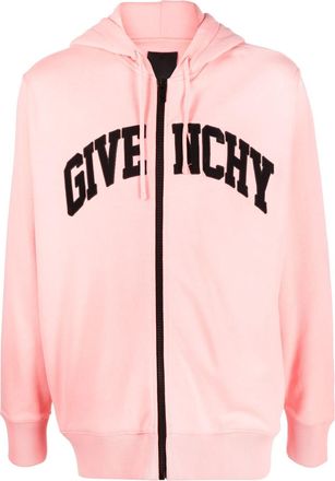 Givenchy logo-embroidered cotton hoodie - men - Cotton - L - Pink