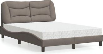 vidaXL Vidaxl - Cama Con Colch&oacute;n Tela Gris Taupe 140x190 Cm