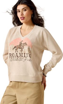 Ariat Womens Victoria Sweatshirt Long Sleeve in Khaki Heather, Size 2X-Large, by Ariat