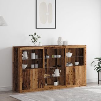 Berkfield Home Sideboard with LED Lights Old Wood 181.5x37x100 cm Engineered Wood in Brown