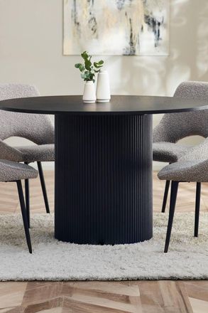 Julian Bowen Louis Fluted Round 4 Seater Dining Table in Black