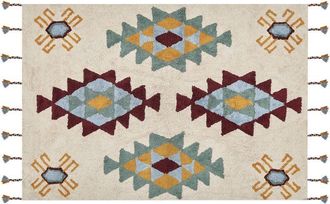 Beliani Rug DUZCE Beige 160 x 230 cm Cotton