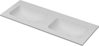 Bernacchini Aspekt wastafel - 120x45x1.5cm - 2 wasbakken - 0 kraangaten - porselein wit mat