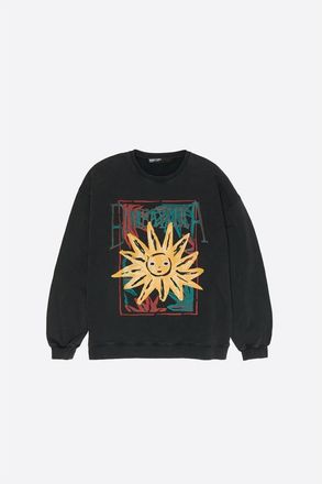 Bimba & Lola Toweling Sun Logo Sweatshirt in Washed Black at Nordstrom, Size Xx-Small