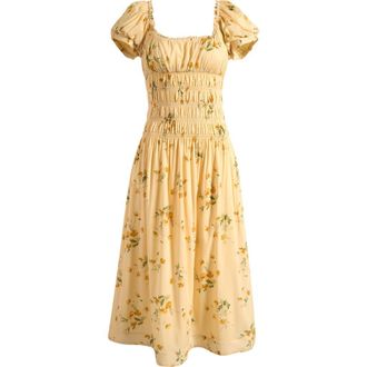 Reformation Riva Shirred Midi Dress in Mercy at Nordstrom, Size X-Large