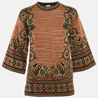 M Missoni Beige/green Floral Patterned Knit Top