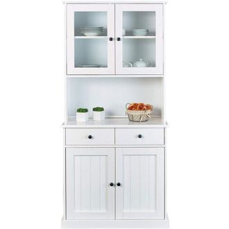 AC-D&eacute;co Inter Link - Vetrina - Buffet - Mobile da sala - Stile country - Vetrina - Vetrina a libera installazione - Pino massiccio - 4 ante - 2 cassetti