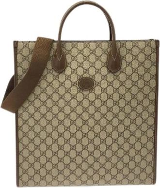 Gucci Pre-owned Tote Bags, unisex, Beige, Size: ONE SIZE Pre-owned GG Supreme Tote Bag