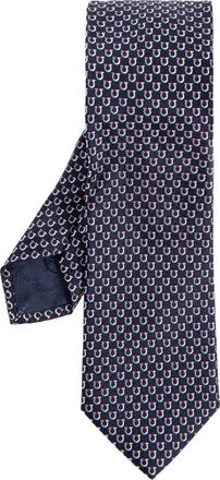 Ferragamo Bicolor Gancini Jacquard Stropdas - Heren - Stropdassen - Blauw - ONE Size - Accessoires