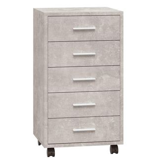 vidaXL Cajonera Con Ruedas Madera Contrachapada Gris Hormig&oacute;n Vidaxl