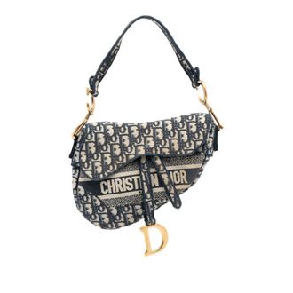 Dior Pre-owned Dior Oblique Embroidered Canvas Saddle Bag Ladies 50-MA-0252