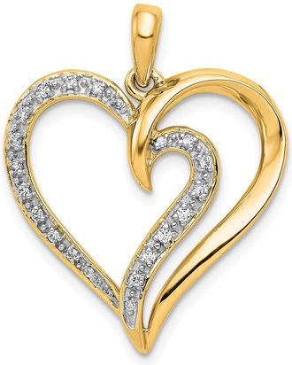 Diamond2Deal 14k Yellow Gold 1/10 carat Diamond Fancy Heart Pendant