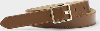 BOSS Womens Square-buckle leather thin belt