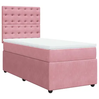 vidaXL Giroletto A Molle Con Materasso Rosa 90x200 Cm In Velluto - Vidaxl