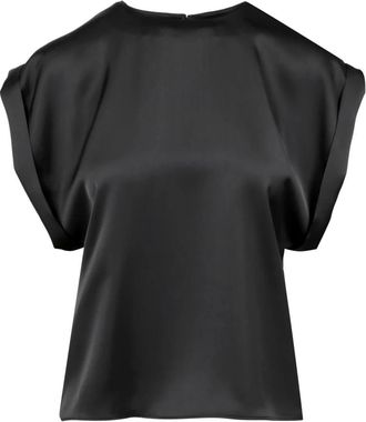 Philosophy di Lorenzo Serafini Zwarte Satijnen Vleermuismouw Jurk - Dames - Blouses - Zwart - L - Leer - Overhemden
