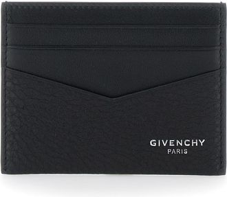 Givenchy Black Card Holder With V Detail And Logo Lettering On The Front In Leather Man