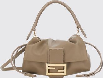 Fendi Borsa mini Baguette in nappa con chiusura a coulisse e logo FF