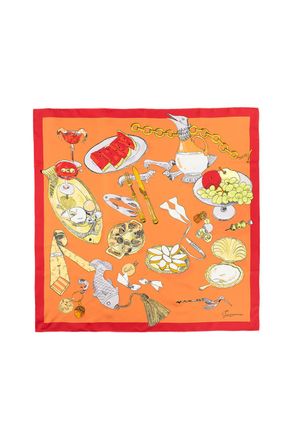 Jacquemus Multicolor Cocktail Print Silk Square Scarf