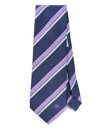 Etro jacquard tie - men - Silk - One Size - Blue